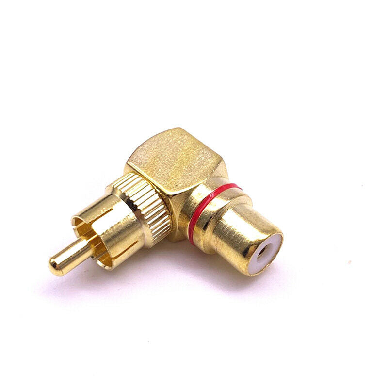 2Pcs Copper L-shaped RCA right angle elbow 90 degree head signal cable