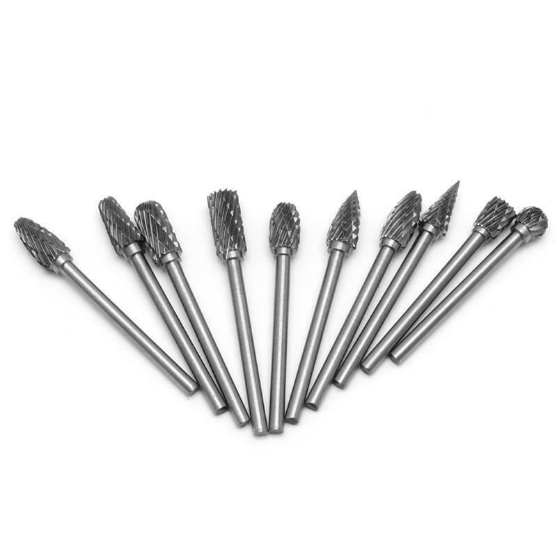 New 10Pc 1/8" 6mm Tungsten Carbide Cutter Rotary Burr Set CNC Engraving Bit Tool