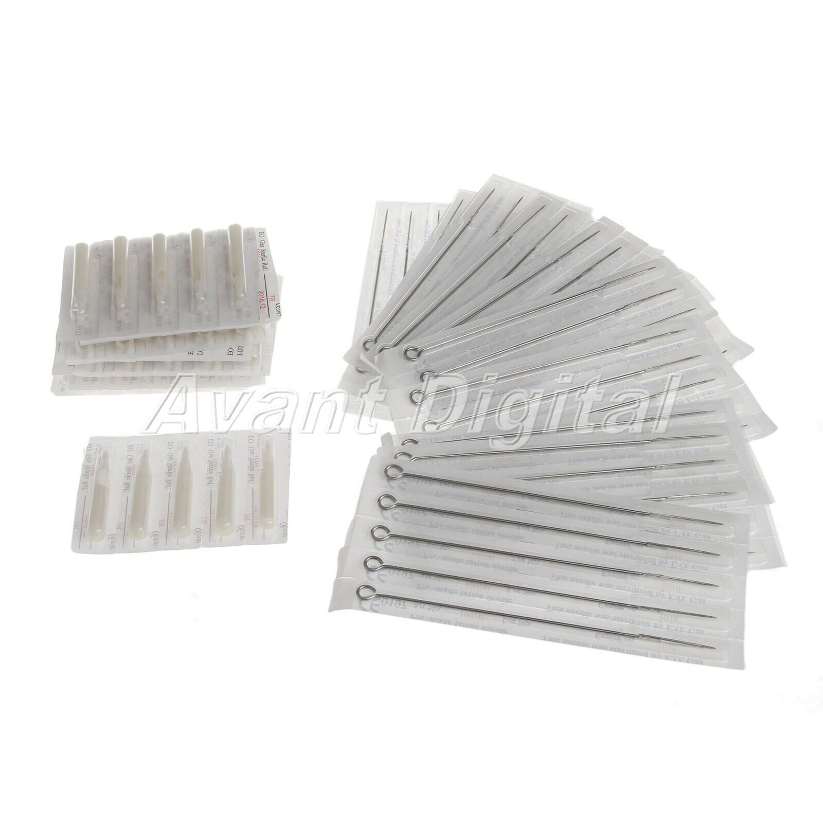 100pcs Mixed Assorted Sterile Tattoo Needles Round Liner  Plastic Tubes 7RL+7RT