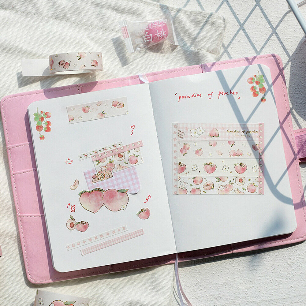 10Pcs Peach Washi Paper Stickers Masking Tape DIY Scrapbooking Diary Stationery