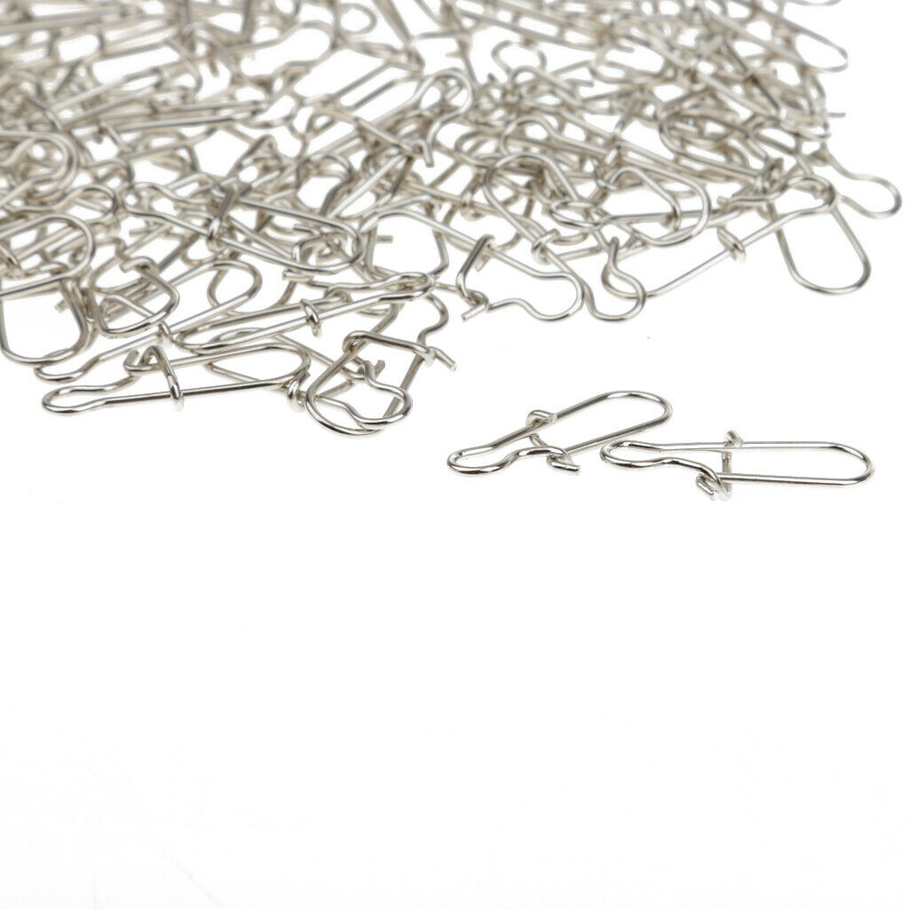 100pcs Fishing Lock Snap Hook Lure Connector Swivels Solid Ring Clips - 11mm