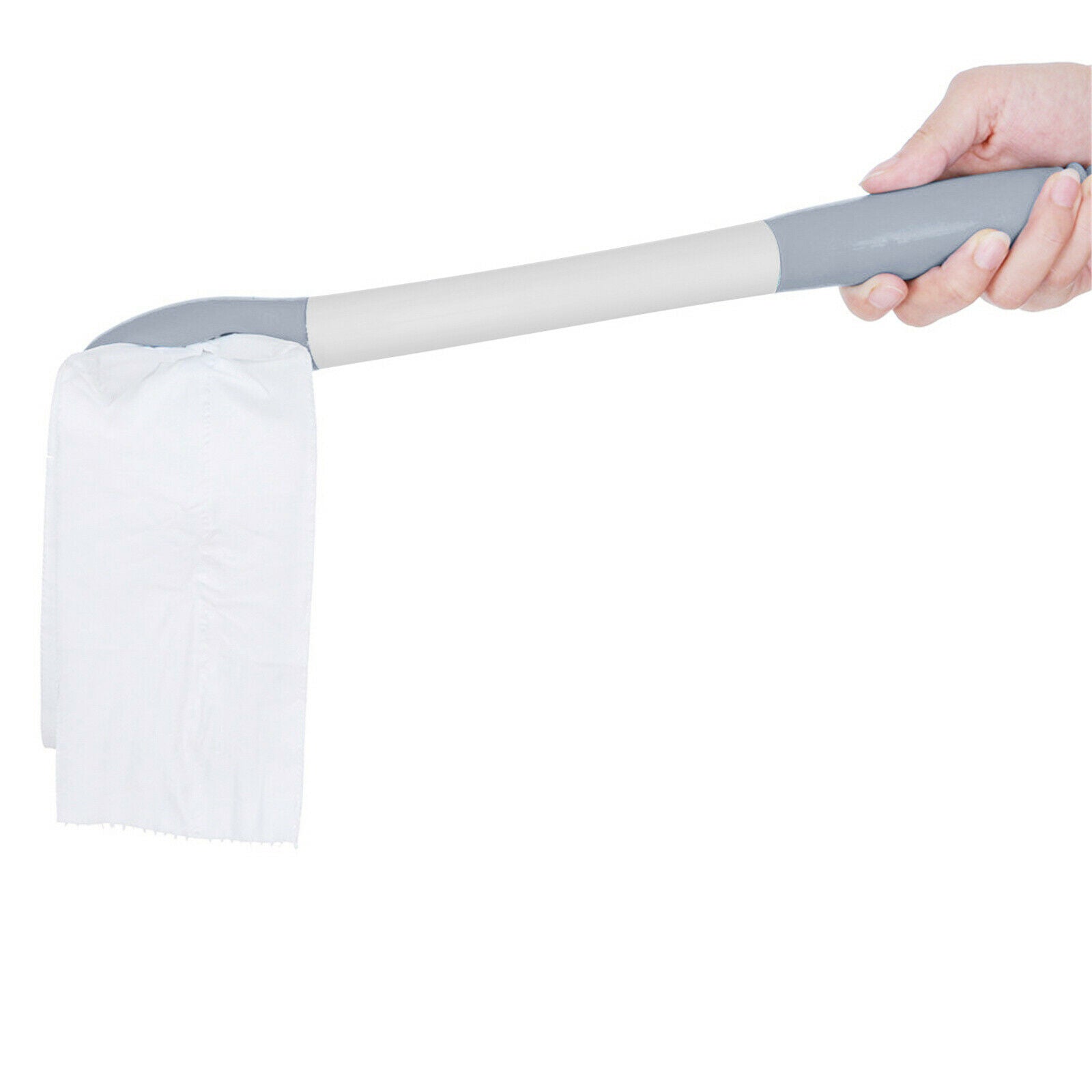 Bottom Toileting Aid Tool Handled Tissue Grip Helper Paper Holder Grey White