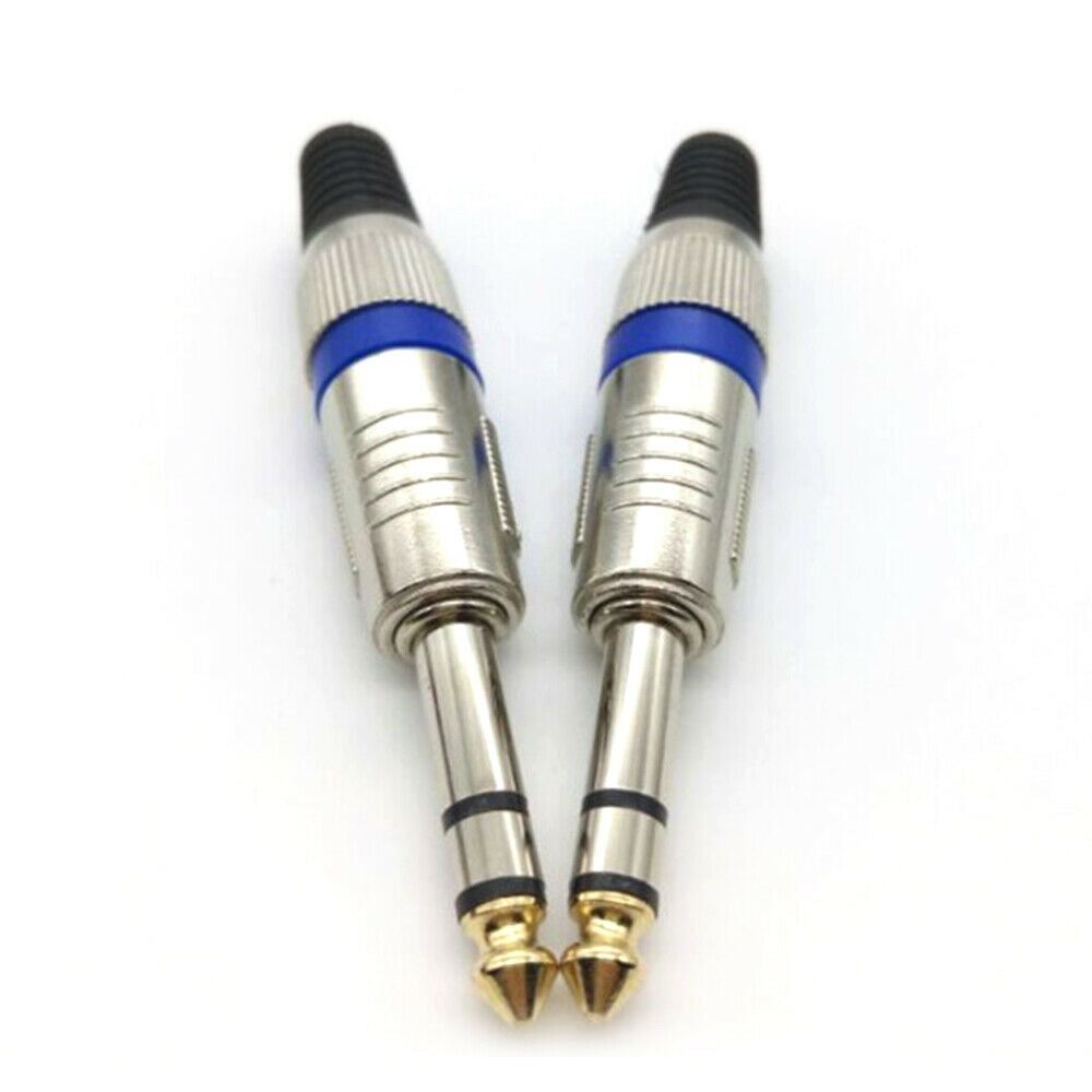 5PCS Stereo Welding Head Microphone Plug Two-Channel Ring Mixer Connector 6.35mm