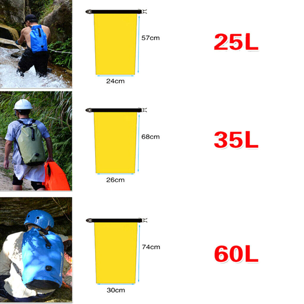 Outdoor Waterproof Bag Drifting Dry Bag Kayak Canoe Rafting  60L Yellow