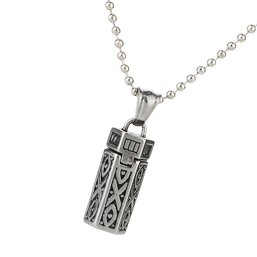 Stainless Steel Hexagon Pillar Pendant Women Man Necklace Ash Urn