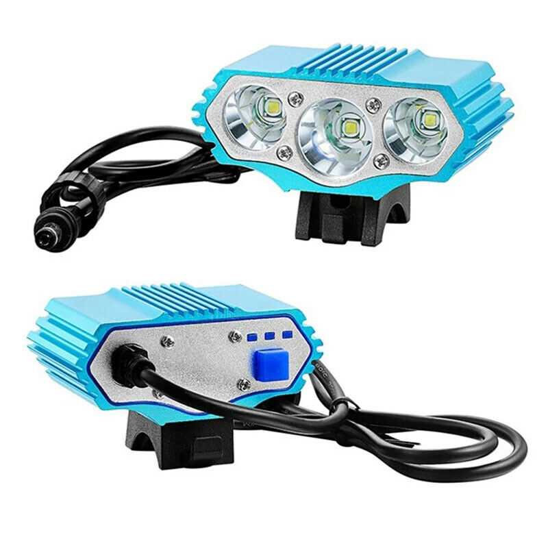 Blue Bike Lighting Headlamp 3T6 LED Bicycle Lamp Headlight&4800mAh Battery Pack