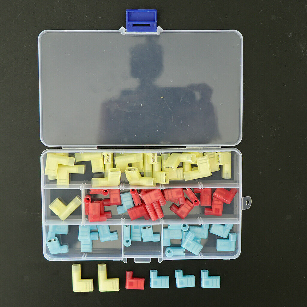 60 Pieces Flag Spade Female Insulated Quick Disconnect Crimp Terminals Connector