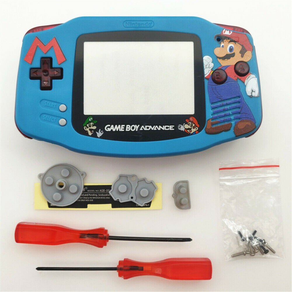 Blue Super Mari o Housing casing Cover Kits For Nintendo Game Boy Advance GBA