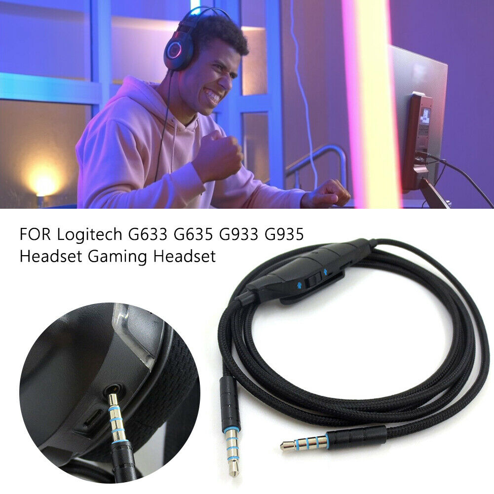 1.5m Headphone Audio Cable Replacement for Logitech G633 G635 G933 G935 @