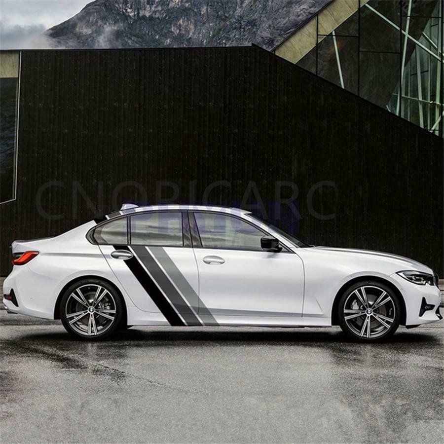 Pair Car Side Tricolor Stripes Style Srickers Vinyl Graphics Decals Waterproof