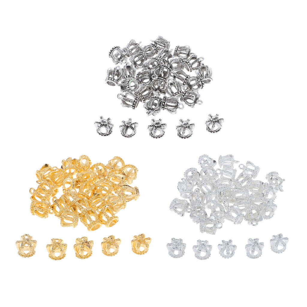 Pack of 90 Charms Crown Design Pendants Necklace Earrings Jewelry Finding