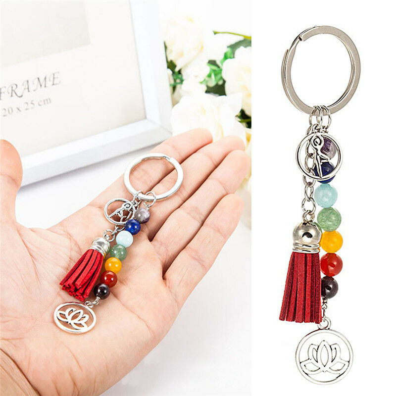 Tassel Lotus  8mm Beads Key Chain Ring Keychain Family Gift jewelry@X.l8