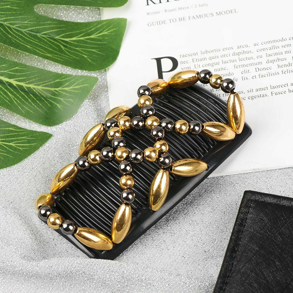 Bun Maker Handmade Beaded Hair Clip Magic Hair Comb Elastic Hairpin Double Comb