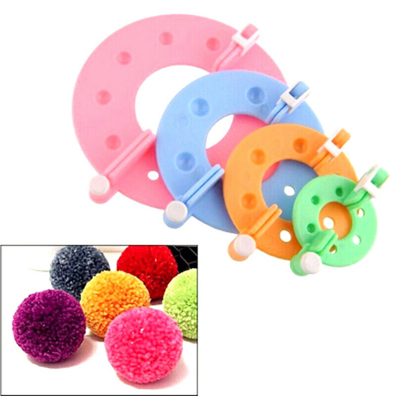 Wool Pom Maker Fluff Ball Weaver Needle Knitting Tool Plastic 8 Pcs(4 Pai.l8