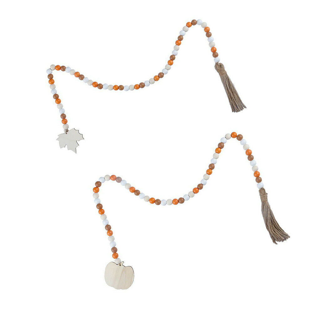 2pcs Wood Bead Garland with Tassels Farmhouse Beads Rustic Country Home Decor