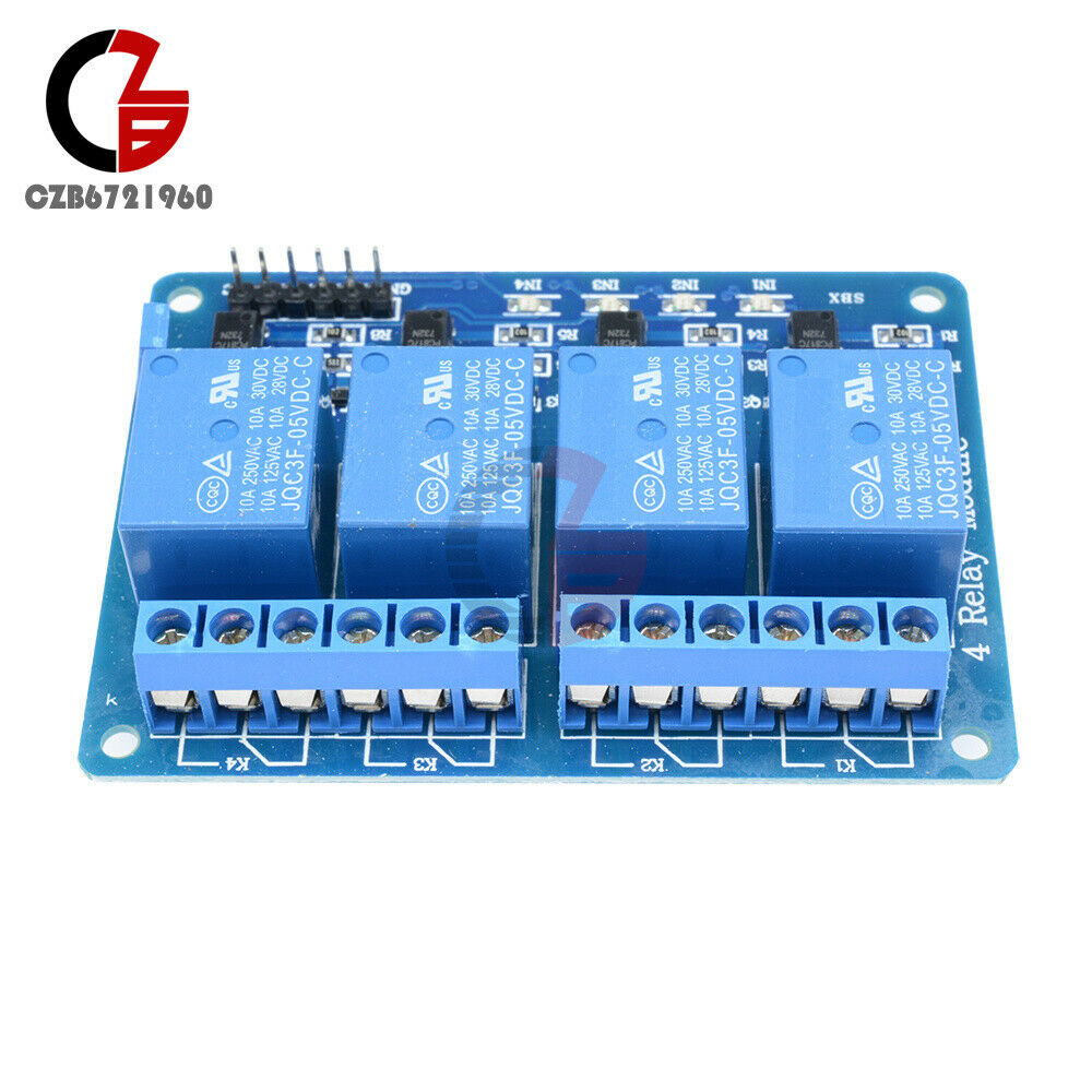 5PCS Four 4 Channel Relay Module DC 5V With Optocoupler For Arduino ARM AVR DSP