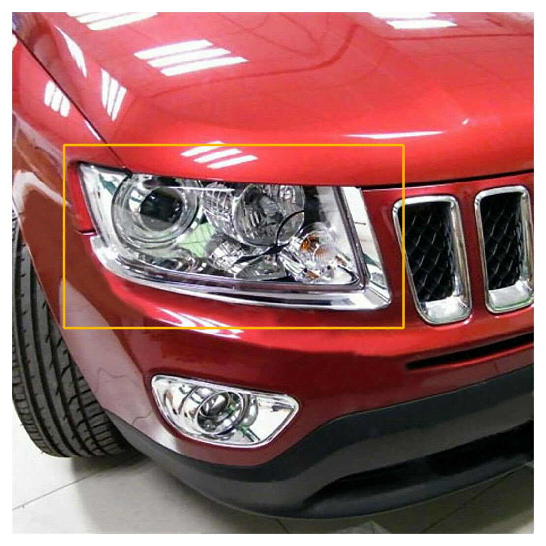 Chrome Headlight Front Lamp Eyelid Cover Trim Fits For Jeep Compass 2011-2016