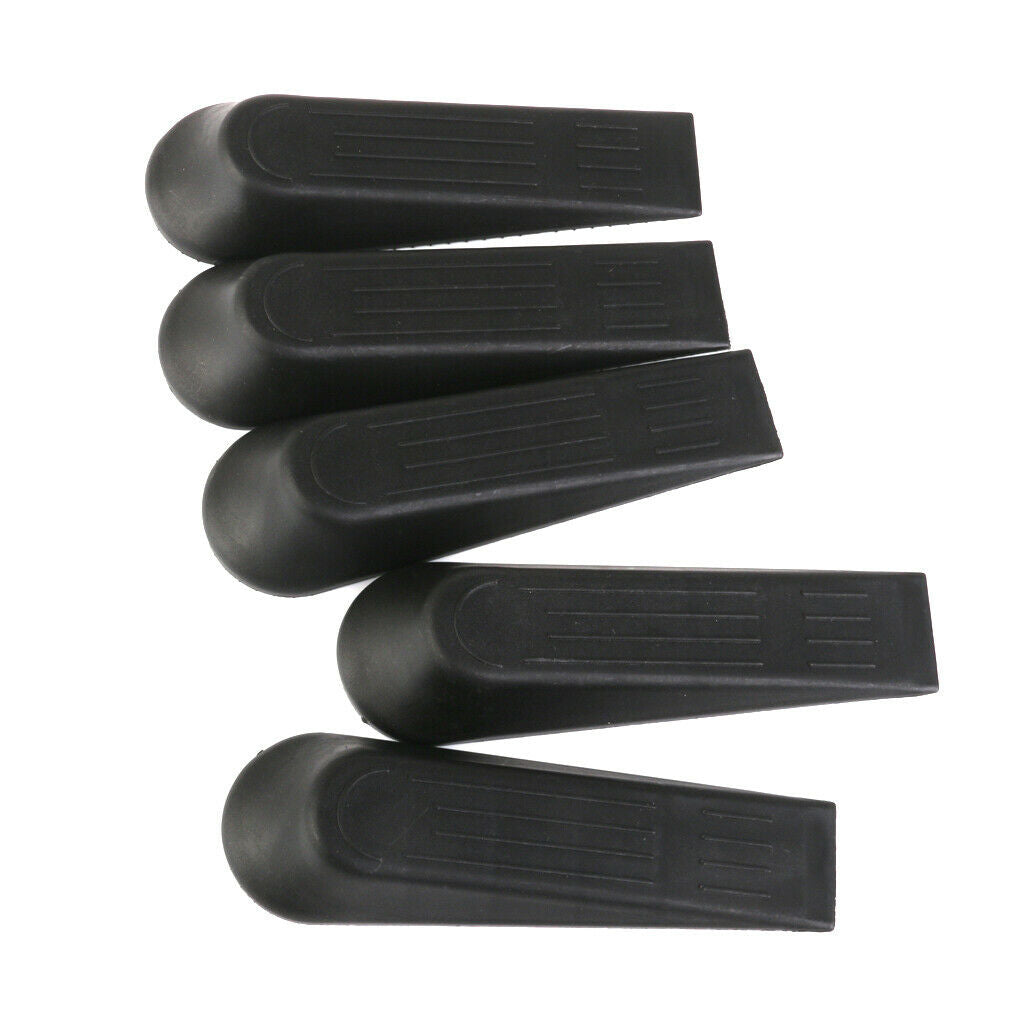 5pcs Black Plastic Door Window Stops Stoppers Wedges Jam Block Home Office