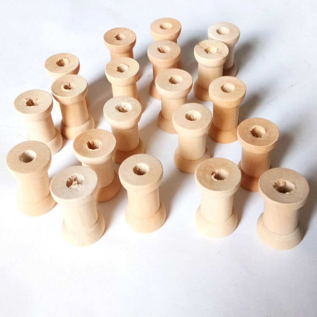 20 Pieces Long Wood Yarn Coil Wood Spool Decor Spool Bobbin For Crafting, Making