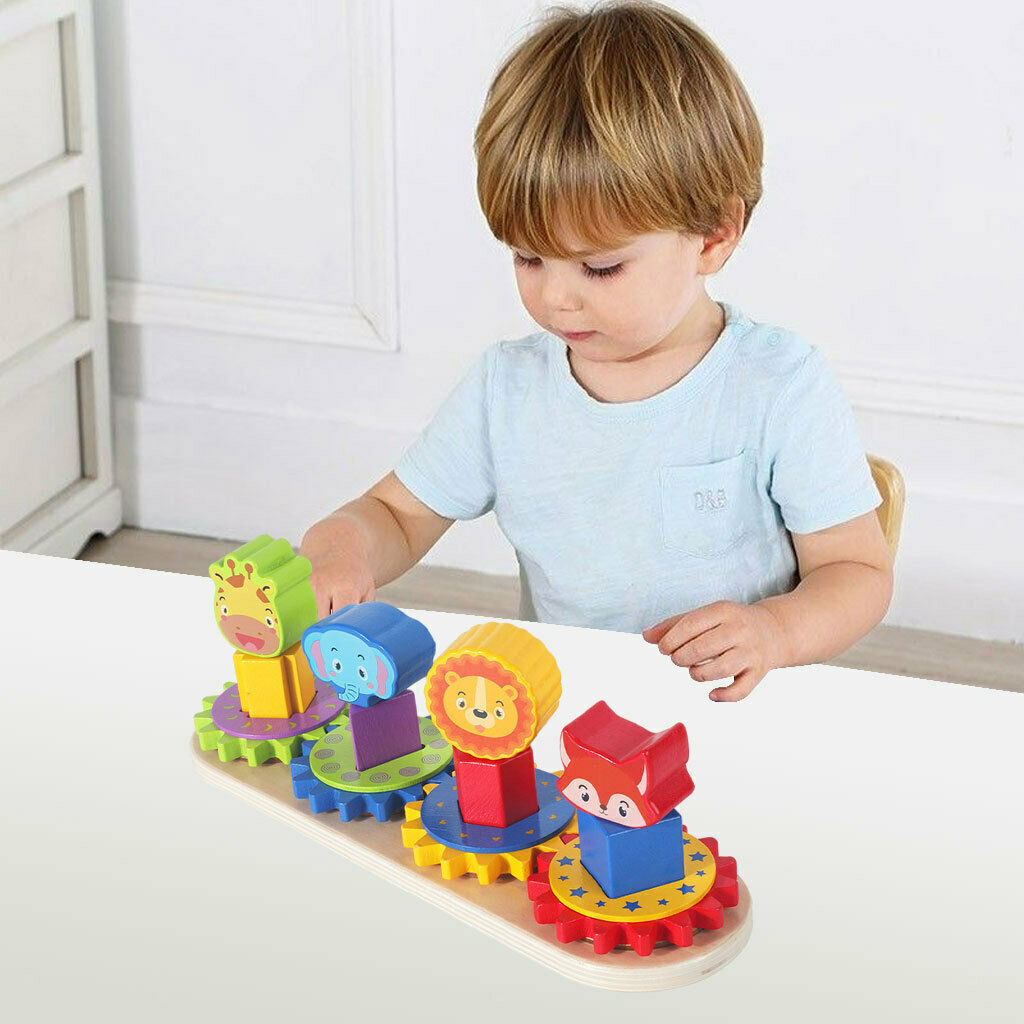 Stacking Block Toys Animal Shape Color Recognition Gear Puzzle Preschool