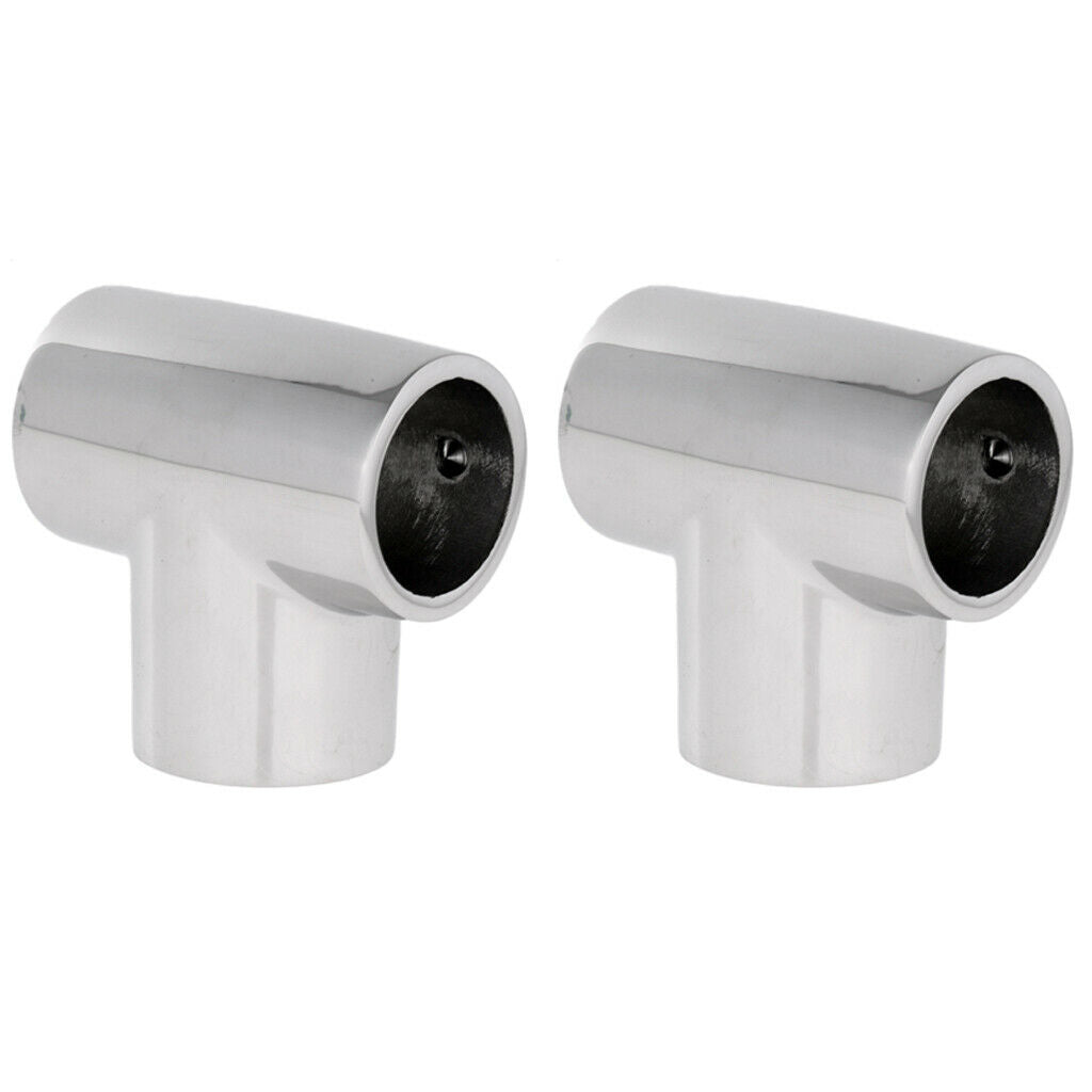 2x Boat Handrail Rail Tee Fitting 1 inch 90 Degree 3 Way Corner Elbow -Marine