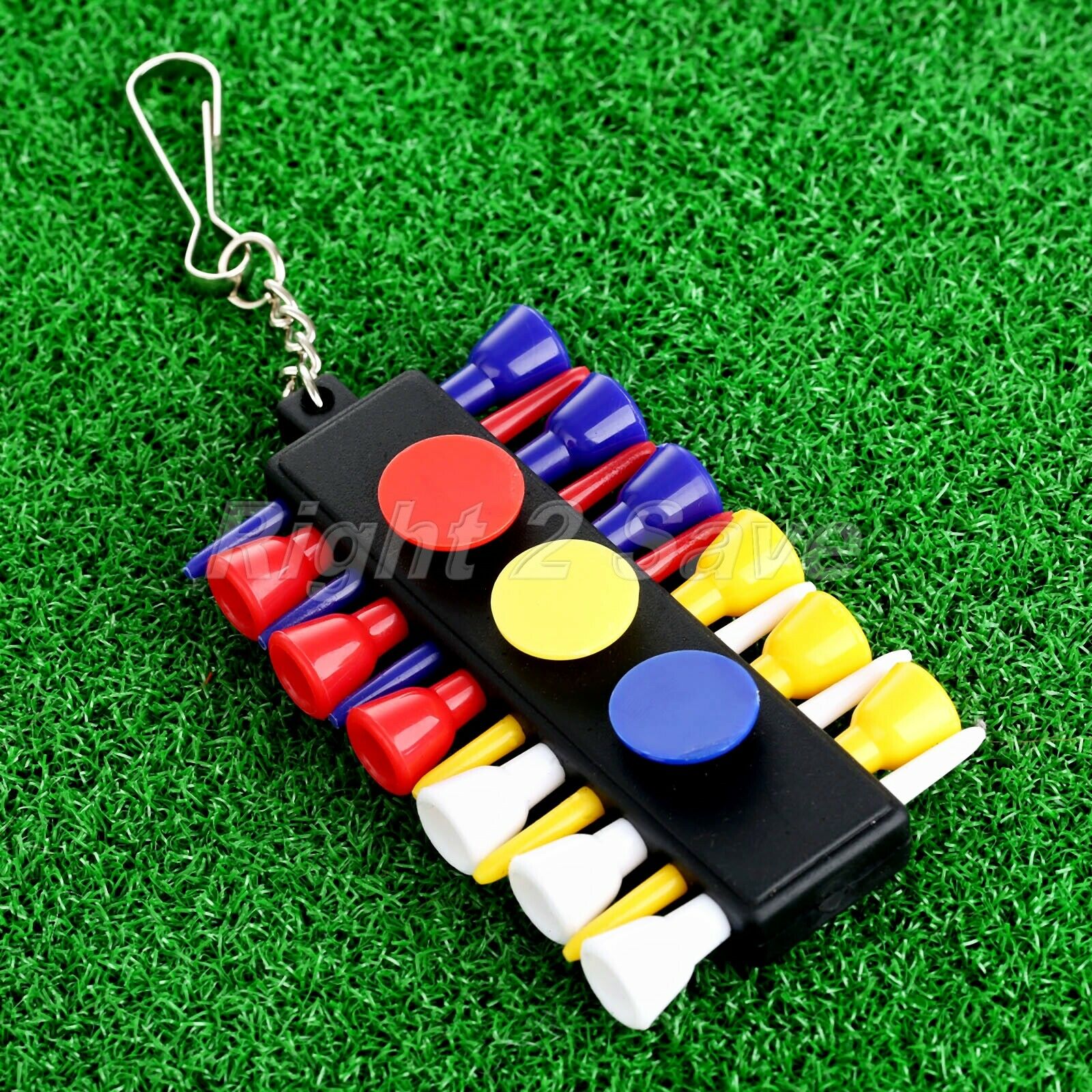 Golf Tee Holder Carrier 12 Wooden Golf Ball Tees+3 Ball Markers+Keychain Outdoor