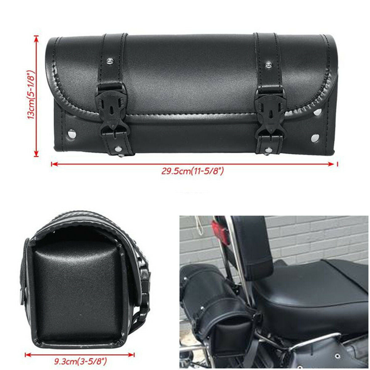 New Motorcycle Tool Bag PU Leather Luggage Saddlebags Roll Barrel Storage Pouch