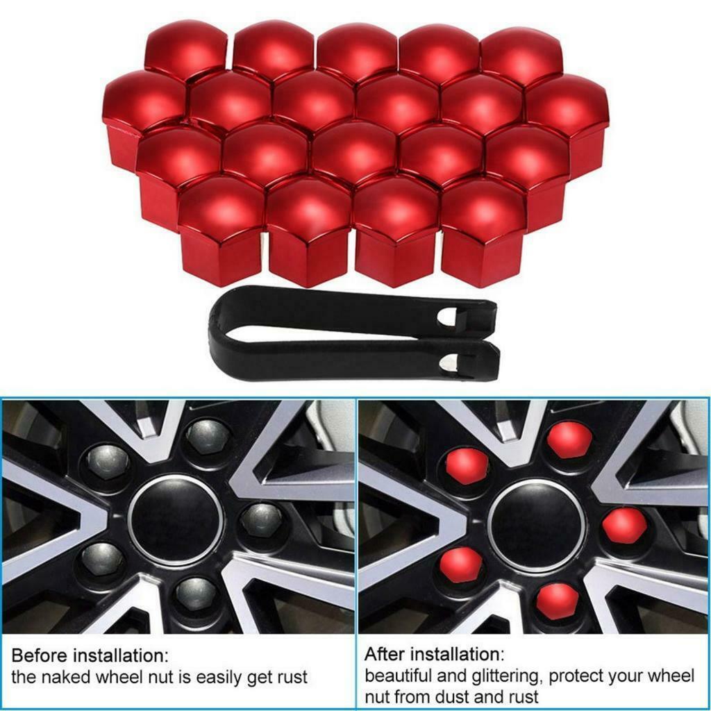 40pcs 17mm Deep Wheel Lug Nut Bolt Cover Tyre Screw Protector Decor Blue Red
