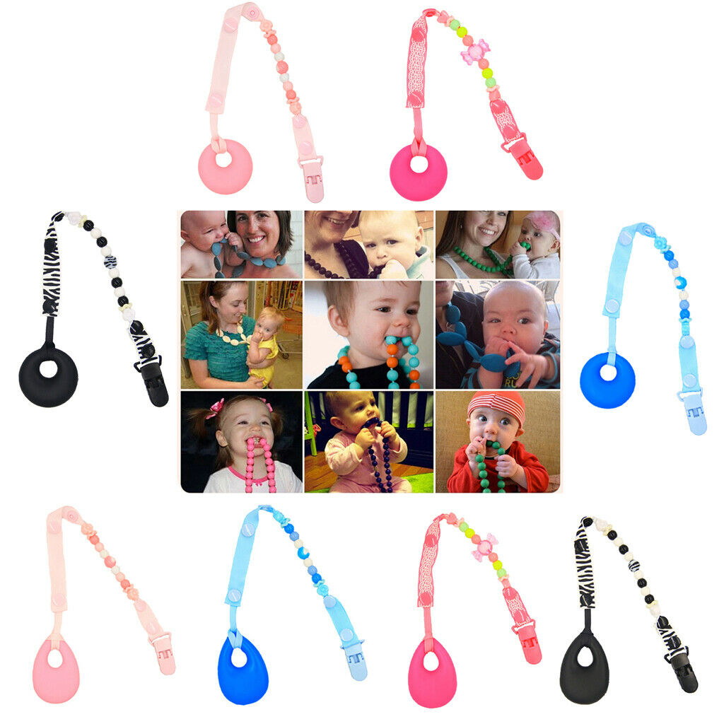 Baby Teething Necklace Kids Teether Nursing Beads Pendant Round Pink