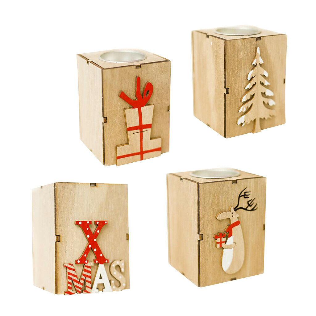 Christmas Wood Tealight Candle Holder/Wooden Candlestick Home Decor Tree