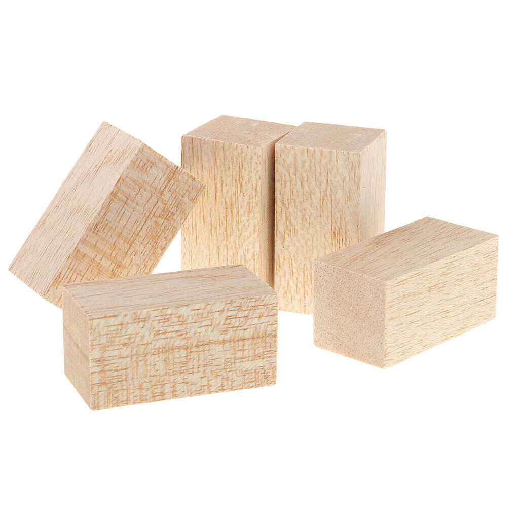 5Pine Wood Blocks Wooden Square Sticks for Art Models,Aircrafts,DIY Projects 8cm