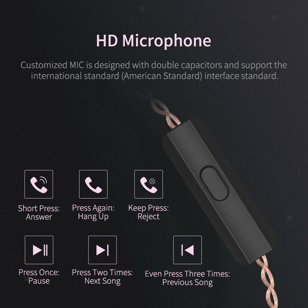 3.5mm 1BA In-Ear Stereo Headphone Headset Earphone Earbuds Remote Mic  Purple