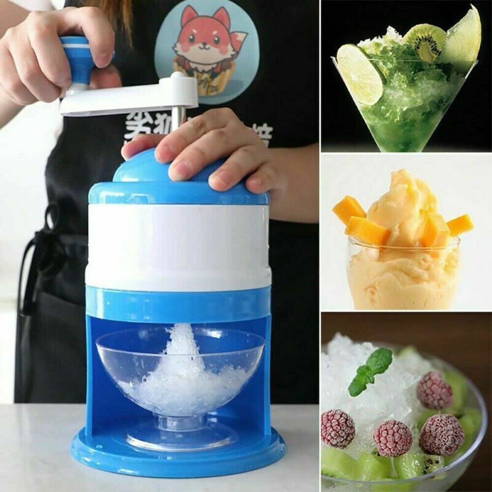 Portable Crank Ice Crusher Shaver Block Shaving Machine Manual Snow Cone Shaved