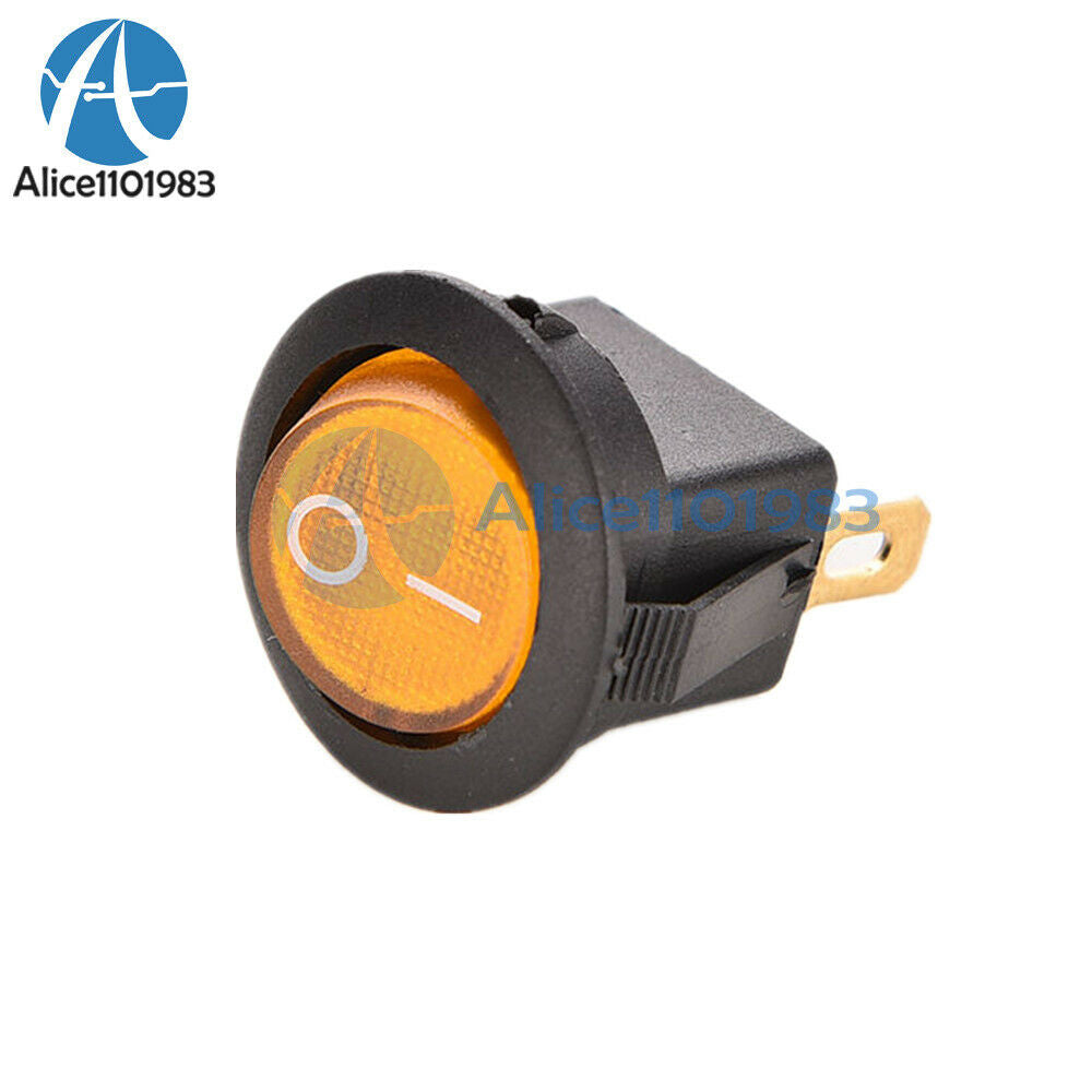 20PCS Mini 3-Pin Round Yellow Snap-in SPDT ON-OFF Rocker Switch 6A 250V/10A 125V