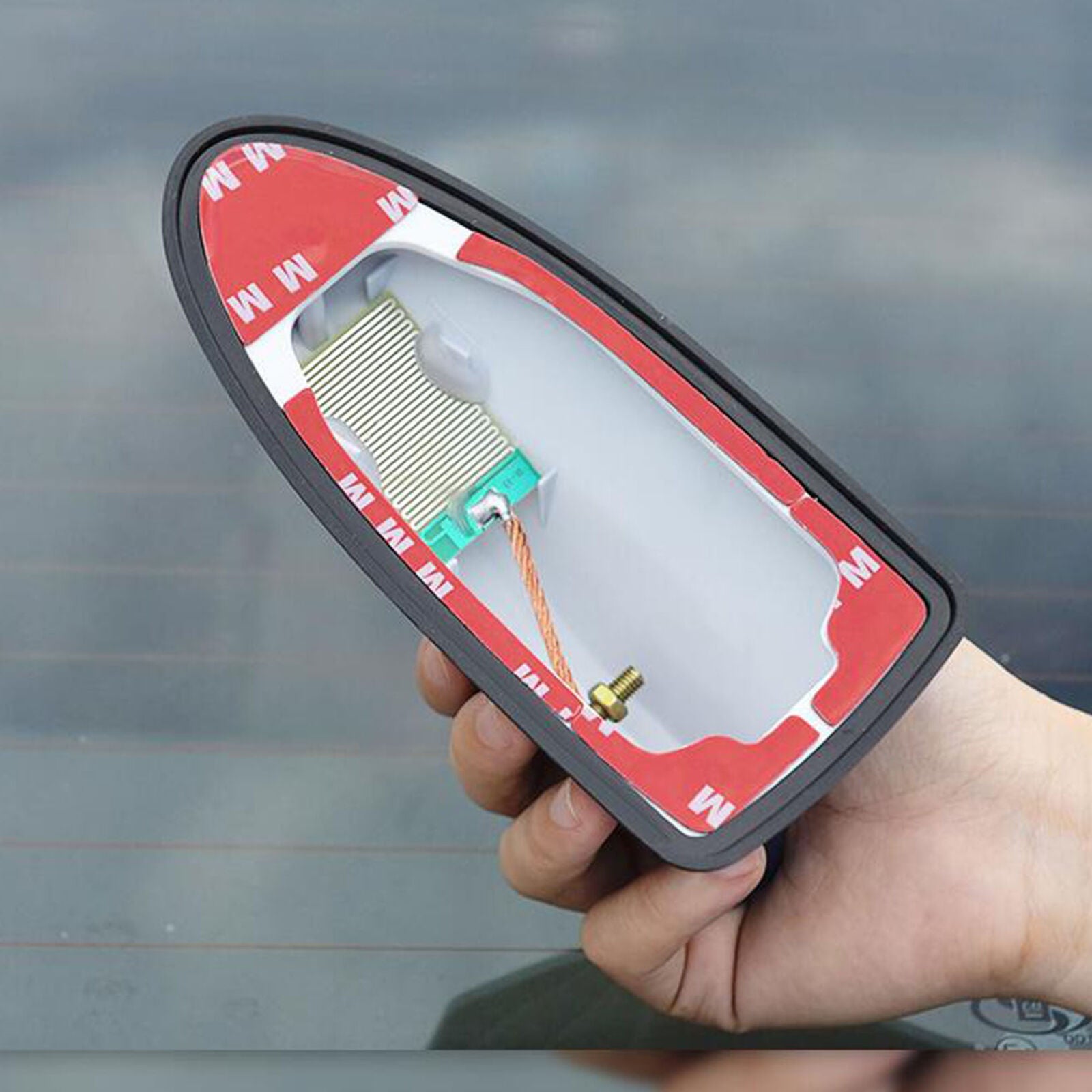 Universal Blue Car Shark Fin Roof Antenna FM/AM Radio Signal Waterproof Aerial