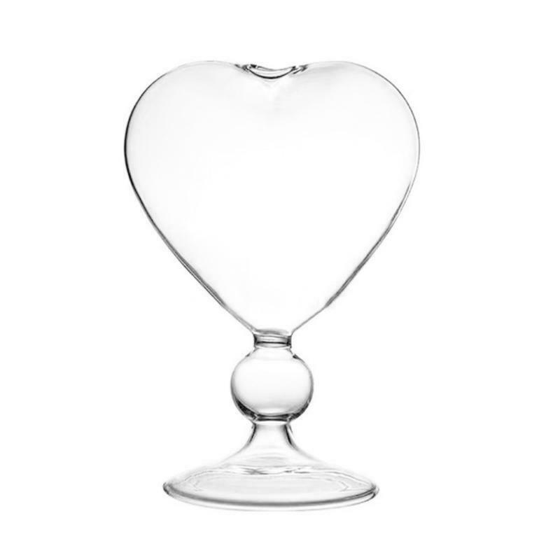 Heart Shape Glass Flower Pot Desktop Standing Vase Planter Container Home Decor