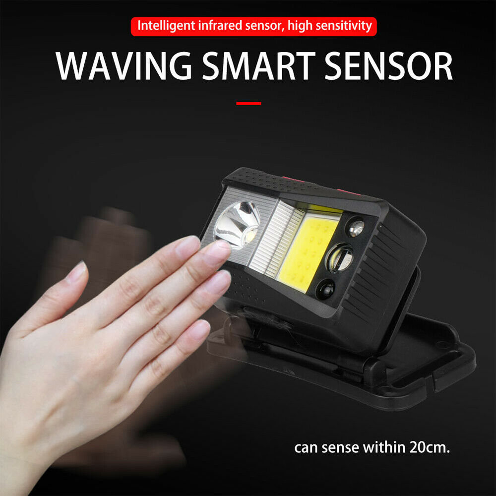 LED Outdoor Headlight Headllamp Waving Smart IR Sensor USB Fishing RGB Light