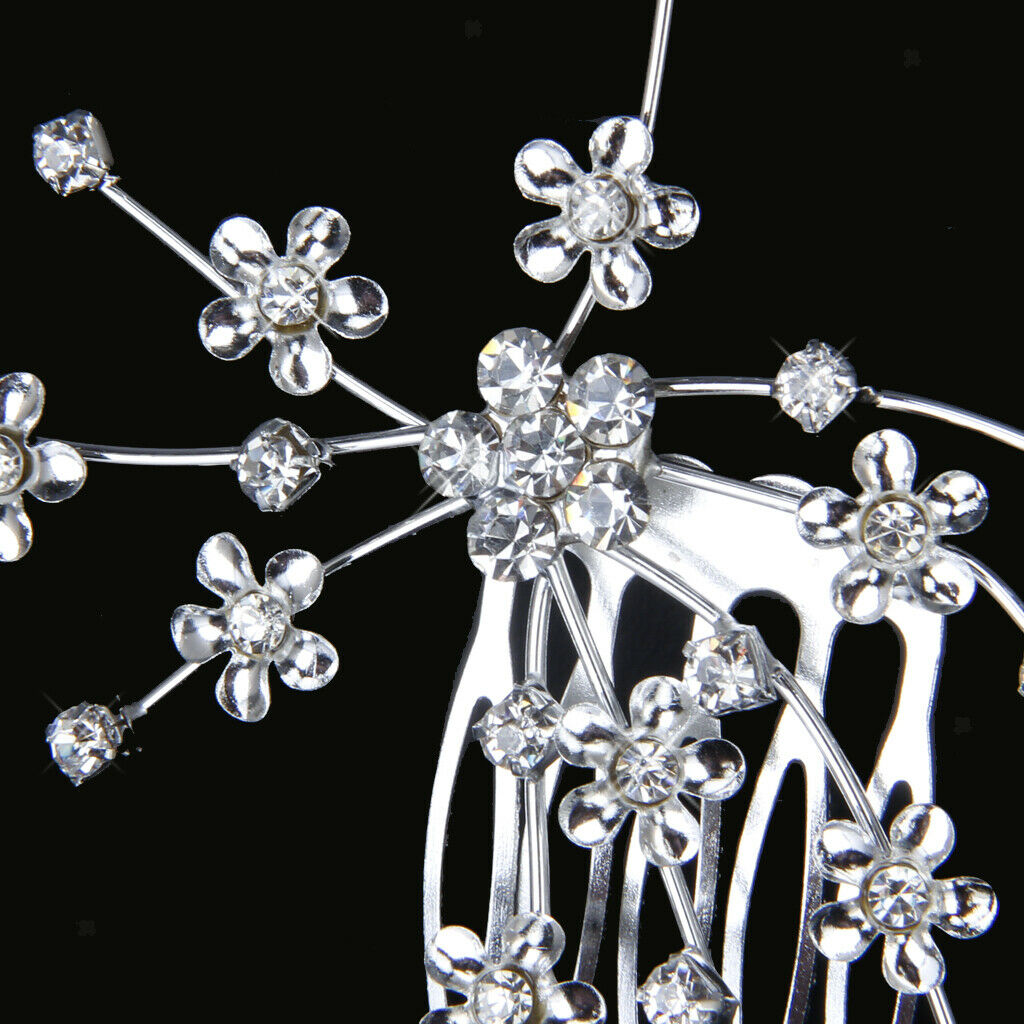 Bridesmaid Bride Crystal Diamante Flower Comb Style Tiara