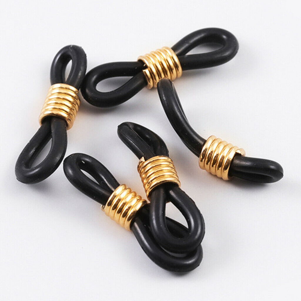 100Pc Rubber Connectors Ends Eyeglass Glasses Holder Repair Chain Cord Loop Ends