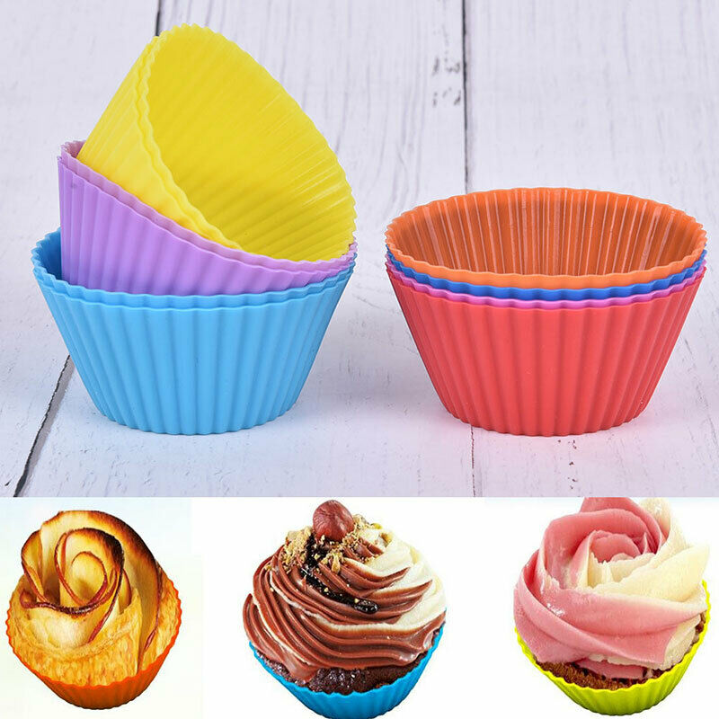 12 Pcs 7cm Muffin Cup Round Silicone Cake Baking Molds Cupcake Pan Cake m.l8