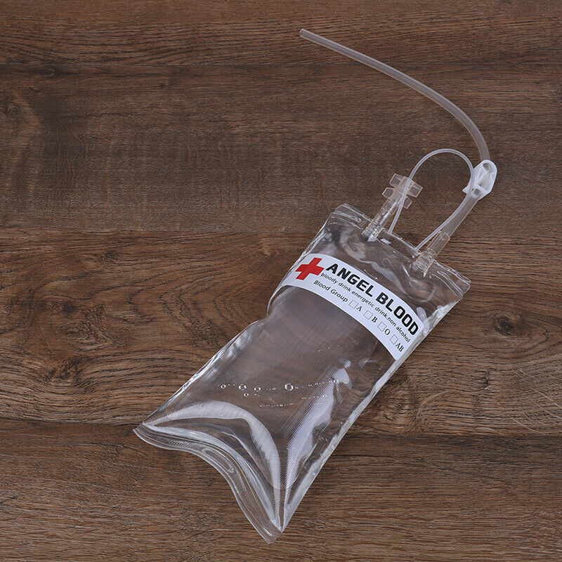 500ml Reusable Blood Bag Drink Halloween Party Long Tube Filling ,KNQ XC