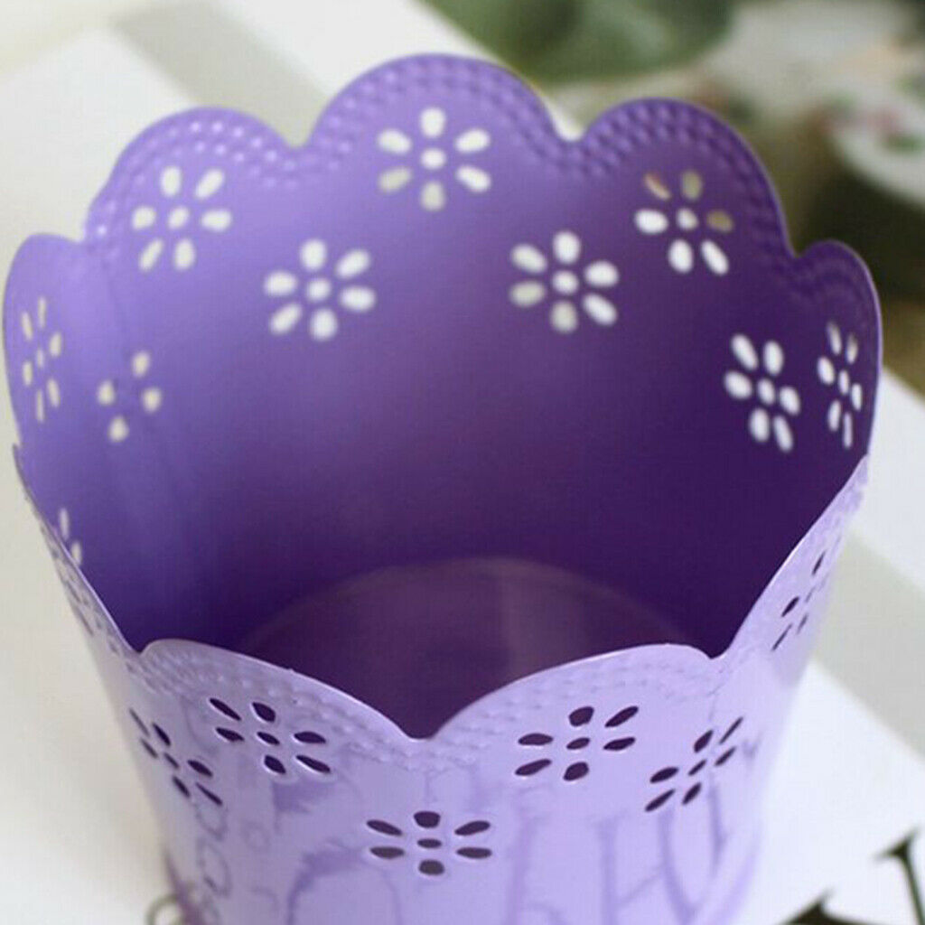 Multi-function Hollow Flower Pencil Holder Metal Desktop Organizer Barrels