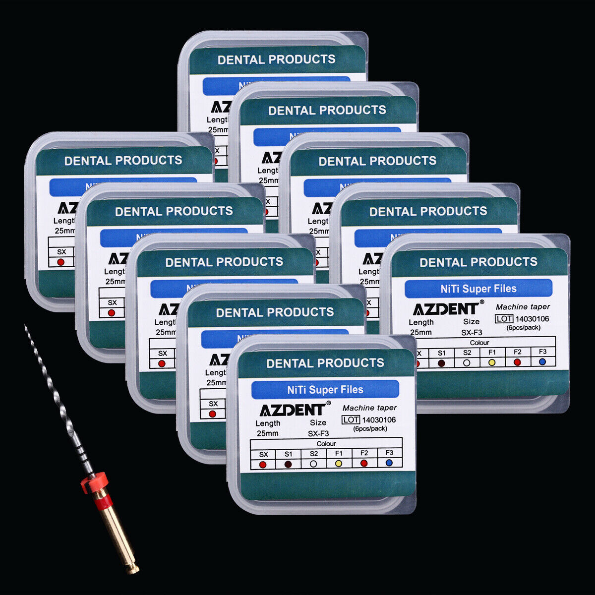 10 kits Dental Engine Use Root Canal NiTi Super File Rotary File 25mm AZDENT
