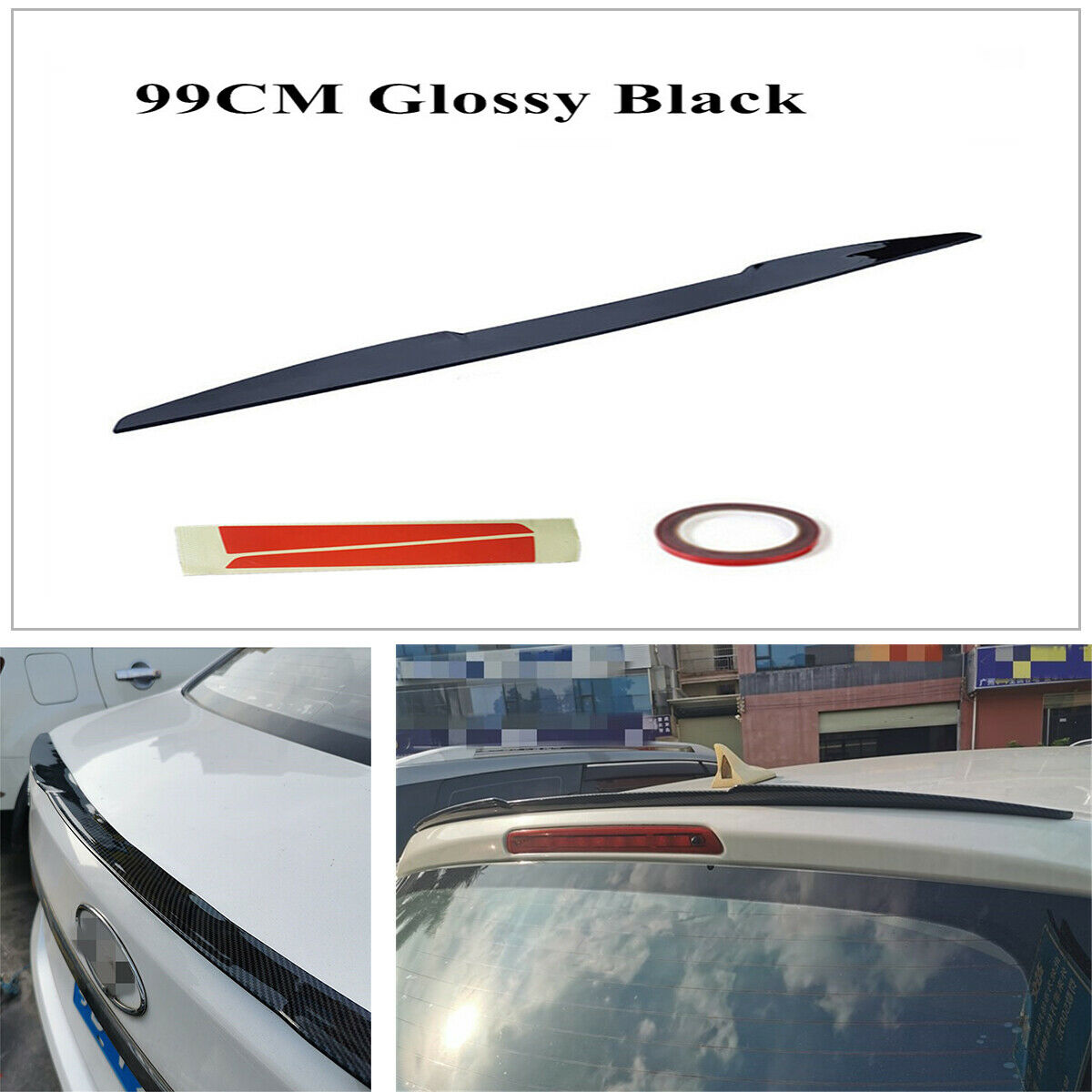 99CM PU Glossy Black Car Universal Rear Roof Lip Spoiler Lip Wing Tail Body Kit