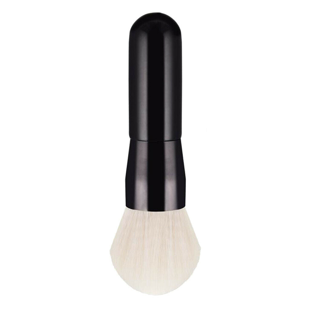 Women Travel Portable Soft Makeup Powder Brush w/ Wooden Handle Black+White