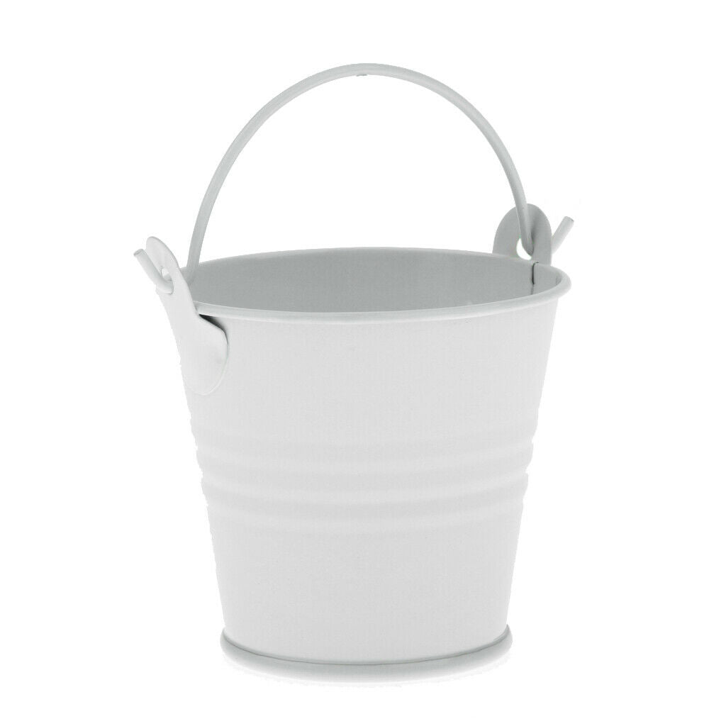 Mini Metal Bucket Candy Box Pails Flower Planter Wedding Party Favor White M
