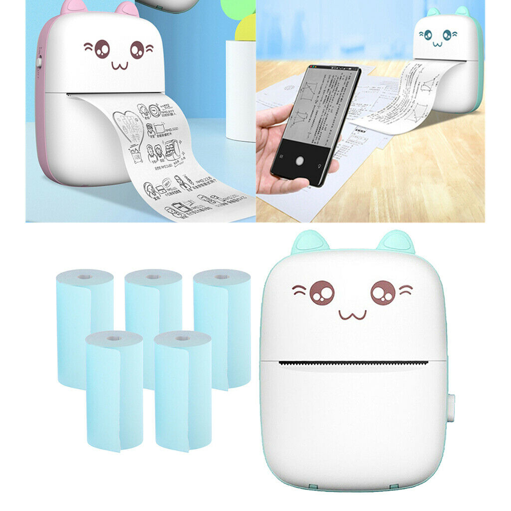 5-Rolls Color 57x30mm Thermal Printing Paper + Photo Pocket Printer Portable