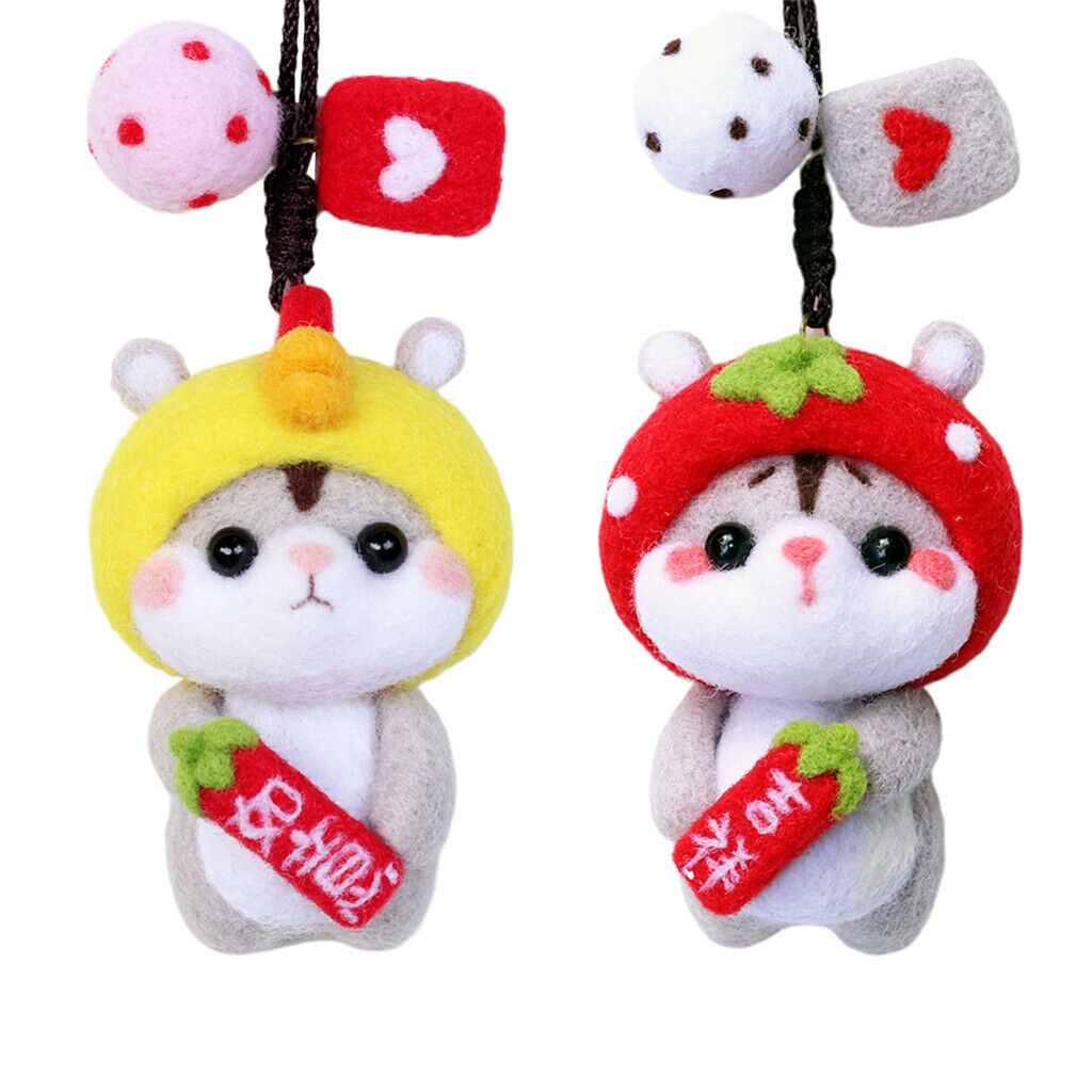 2 Pack Needle Felting Kits Roving Costume Bag Car Pendant Decor Yellow Red