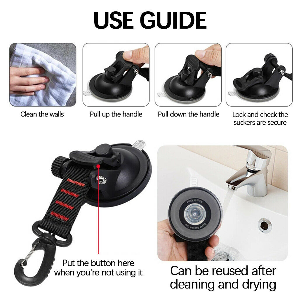 Max 10 kg Car Camping Vacuum Suction Cup Anchor with Hook for Bathroom