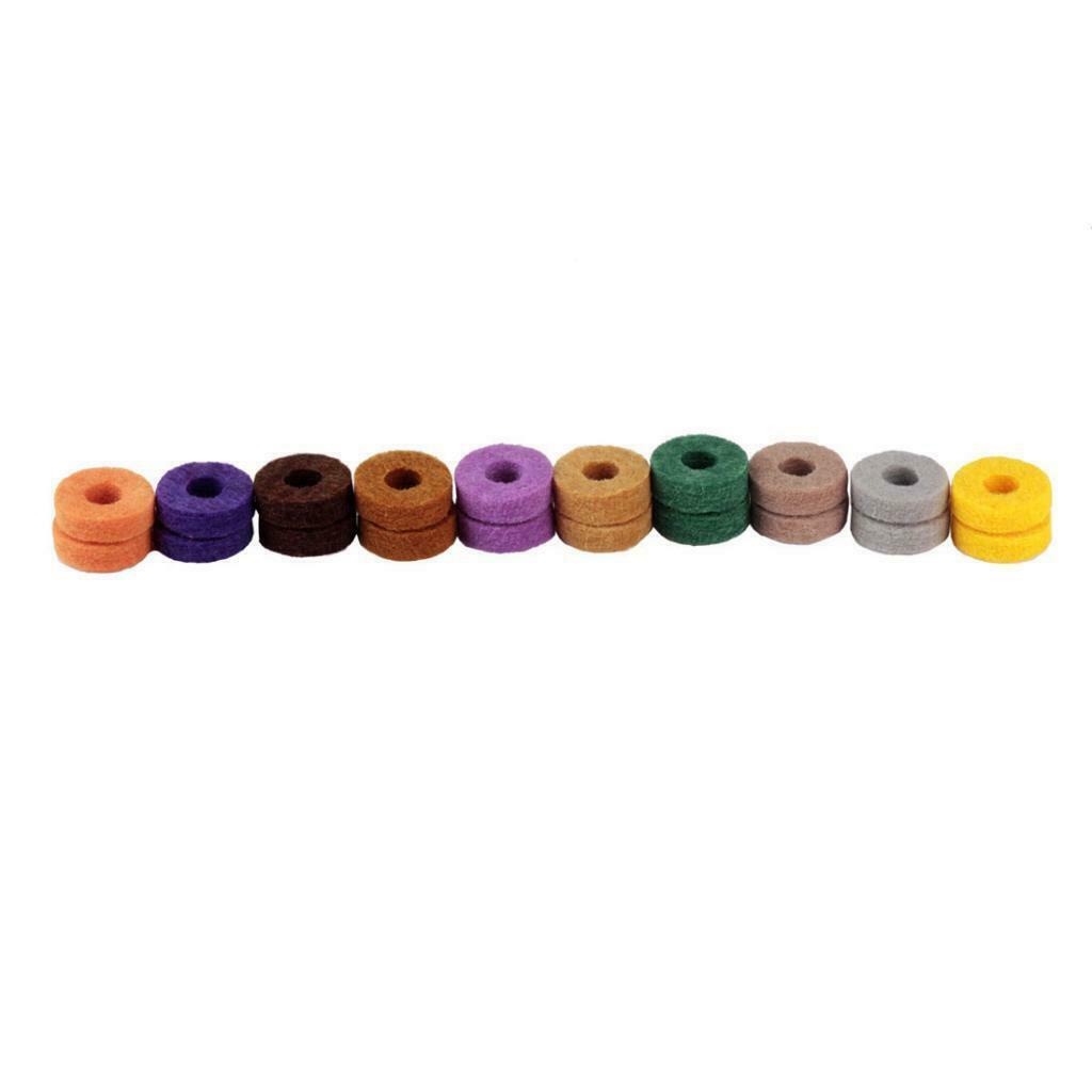 20 Pieces Colorful Cymbal Felts Hi Hat Washers Percussion Instrument Kit Drum